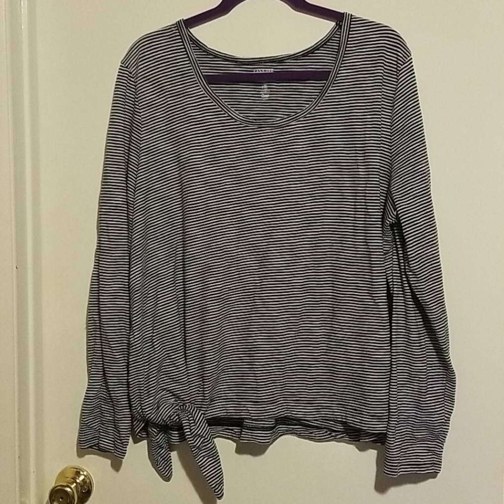 Gap Long Sleeve Striped Shirt with Tie Bottom
